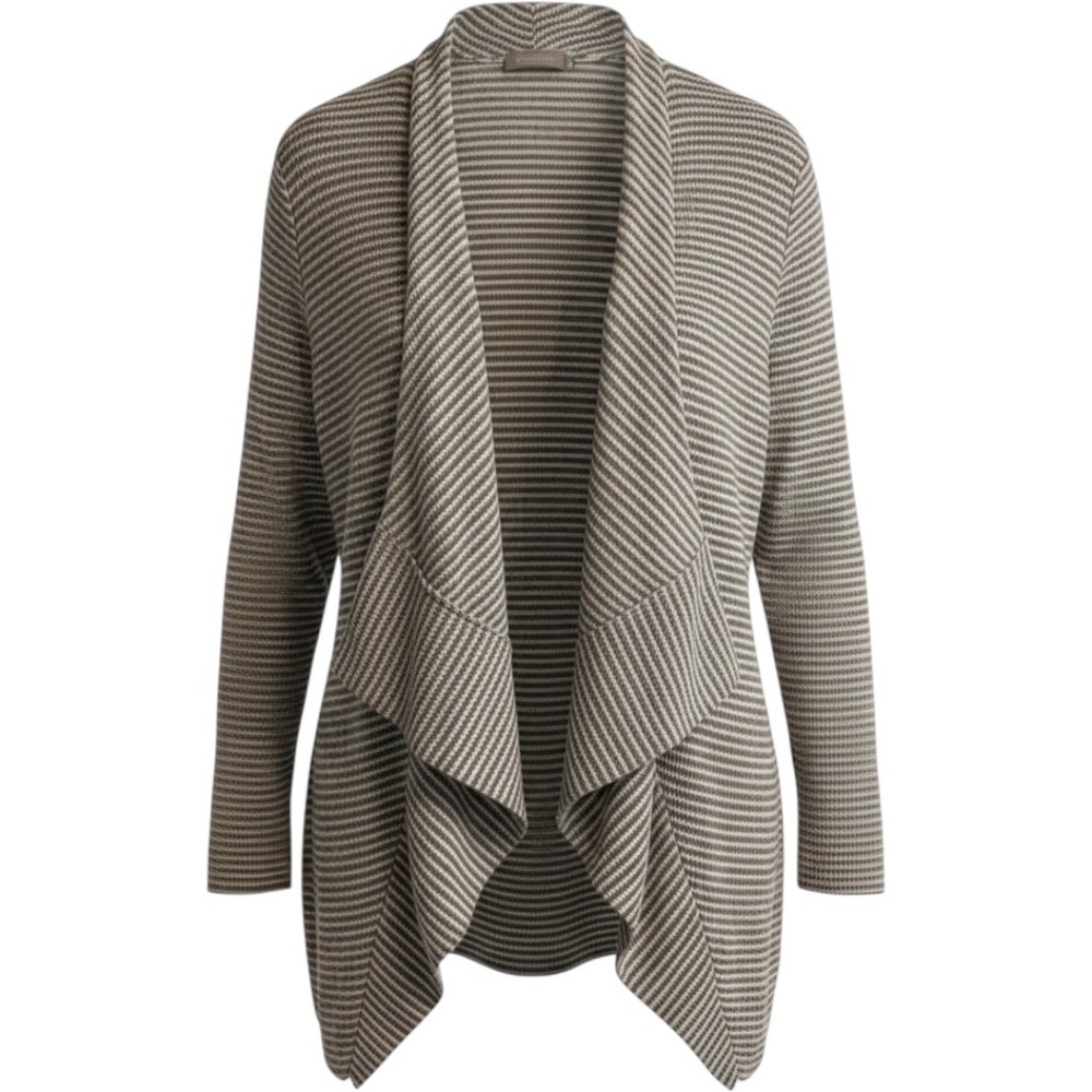 Chicos Zenergy Grey White Striped Cardigan and Mock Neck Top Set Size 2 L 12 14